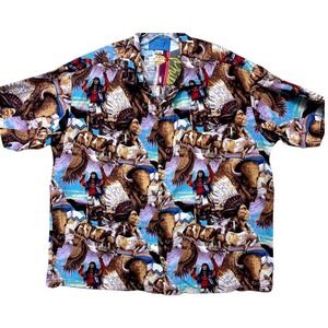 Native American Buffalo Eagle Is That A Dale Shirt Men's XL Button Up AOP